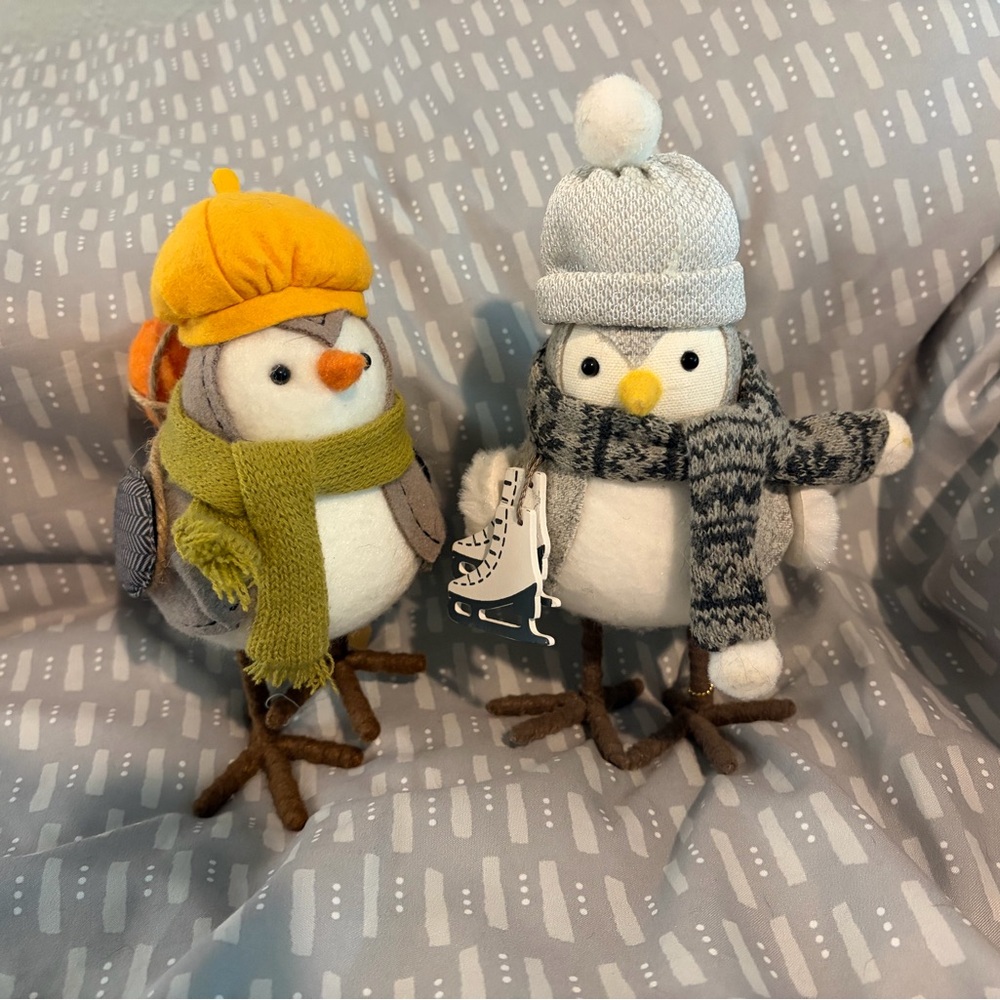 Winter Fabric Birds with Hats and Scarves